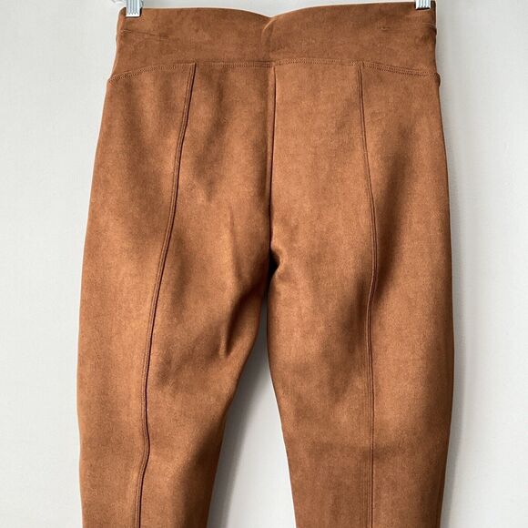 SPANX Shaping Leggings Size L Rich Caramel Faux Suede Pull On Stretch - Picture 11 of 11